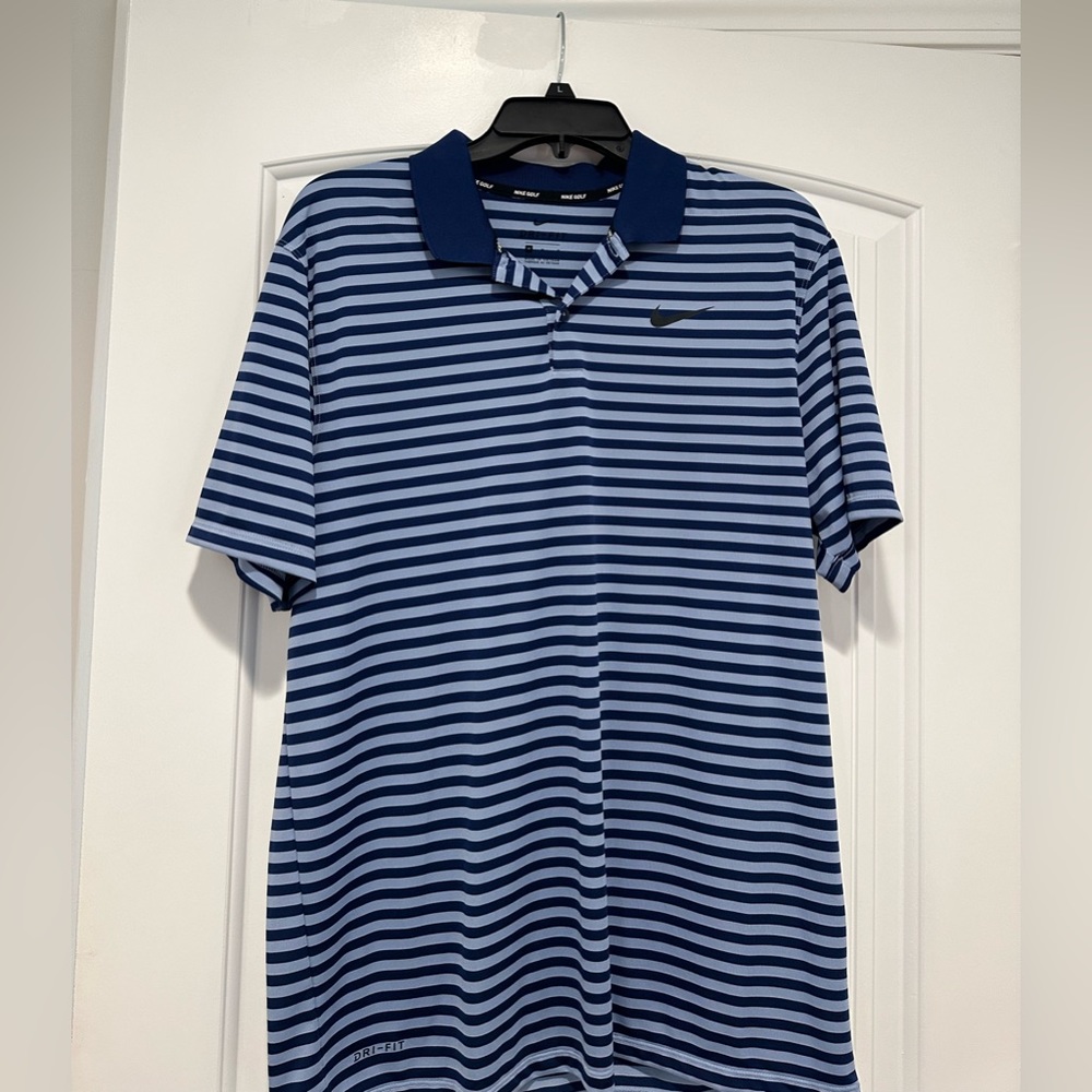 Men’s Nike Blue striped Dri fit golf shirt - medium